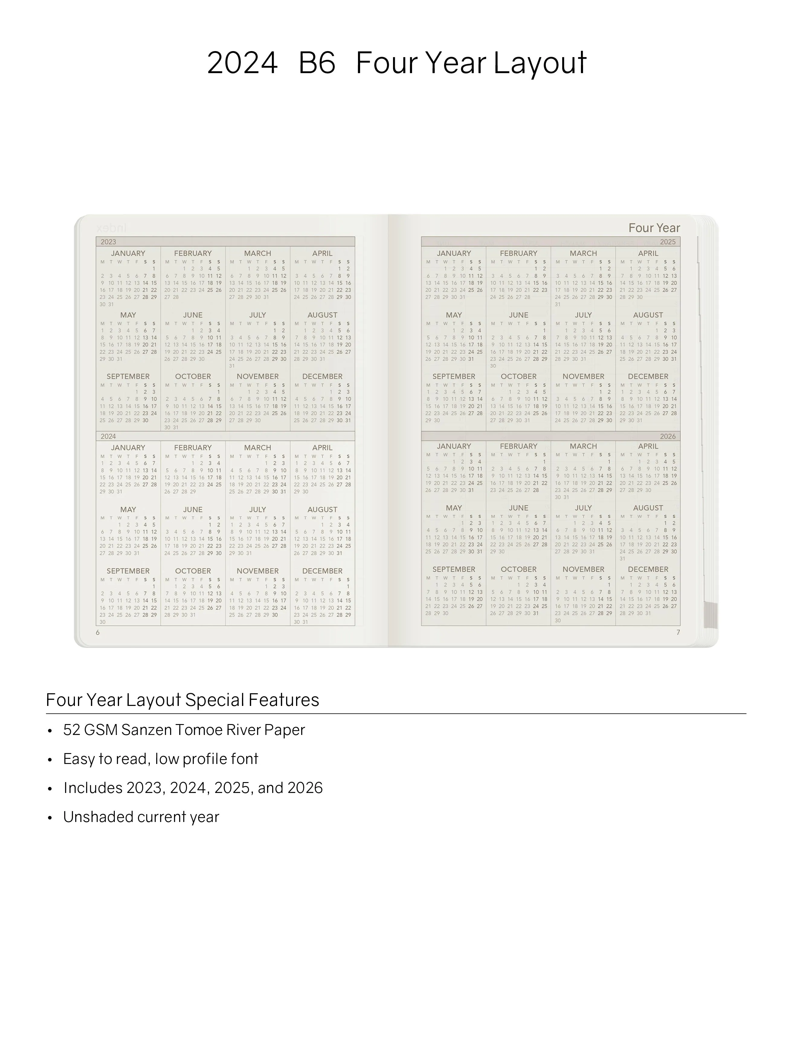 2024 B6 Weekly Planner - 52gsm Tomoe River Paper (All in One)