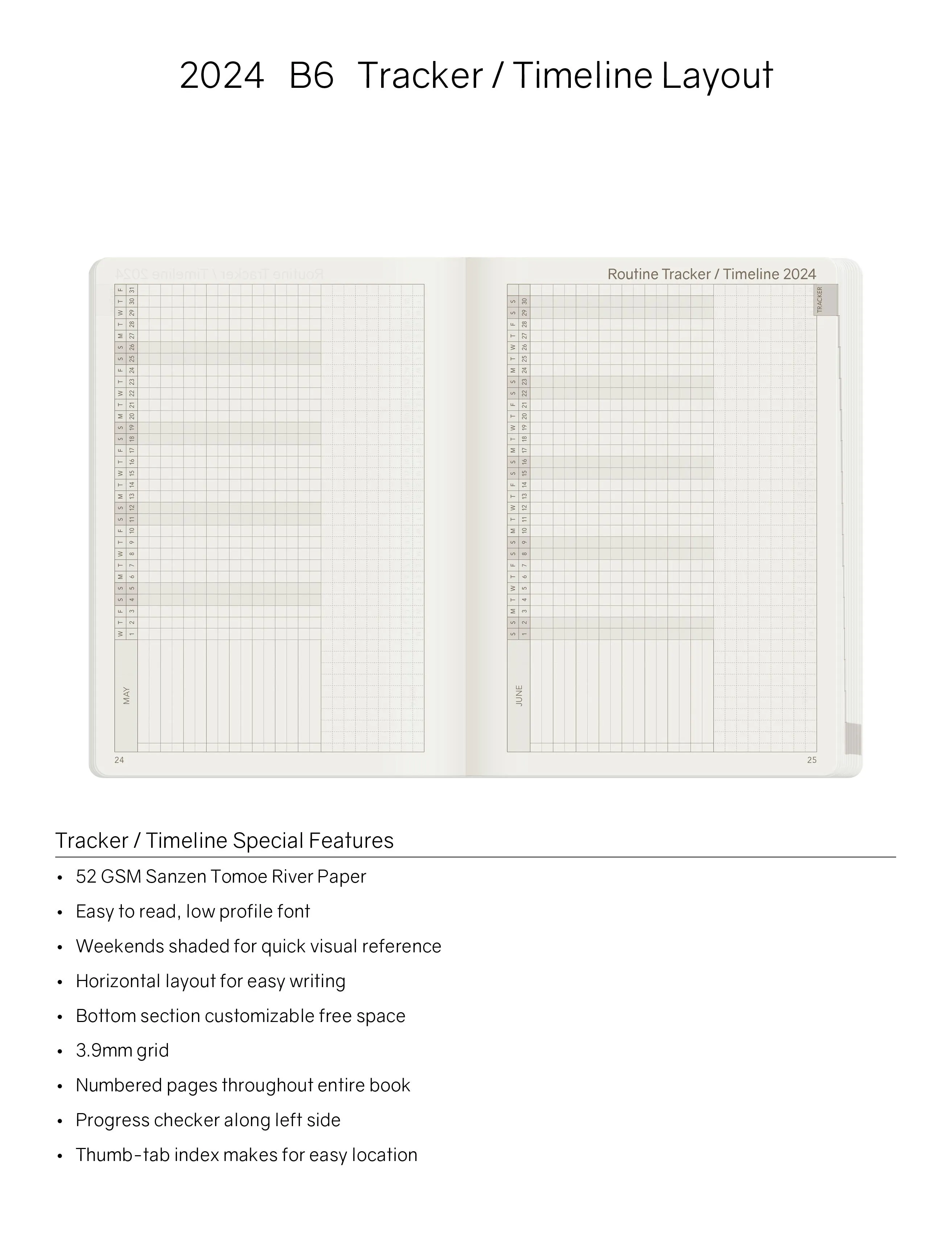 2024 B6 Weekly Planner - 52gsm Tomoe River Paper (All in One)