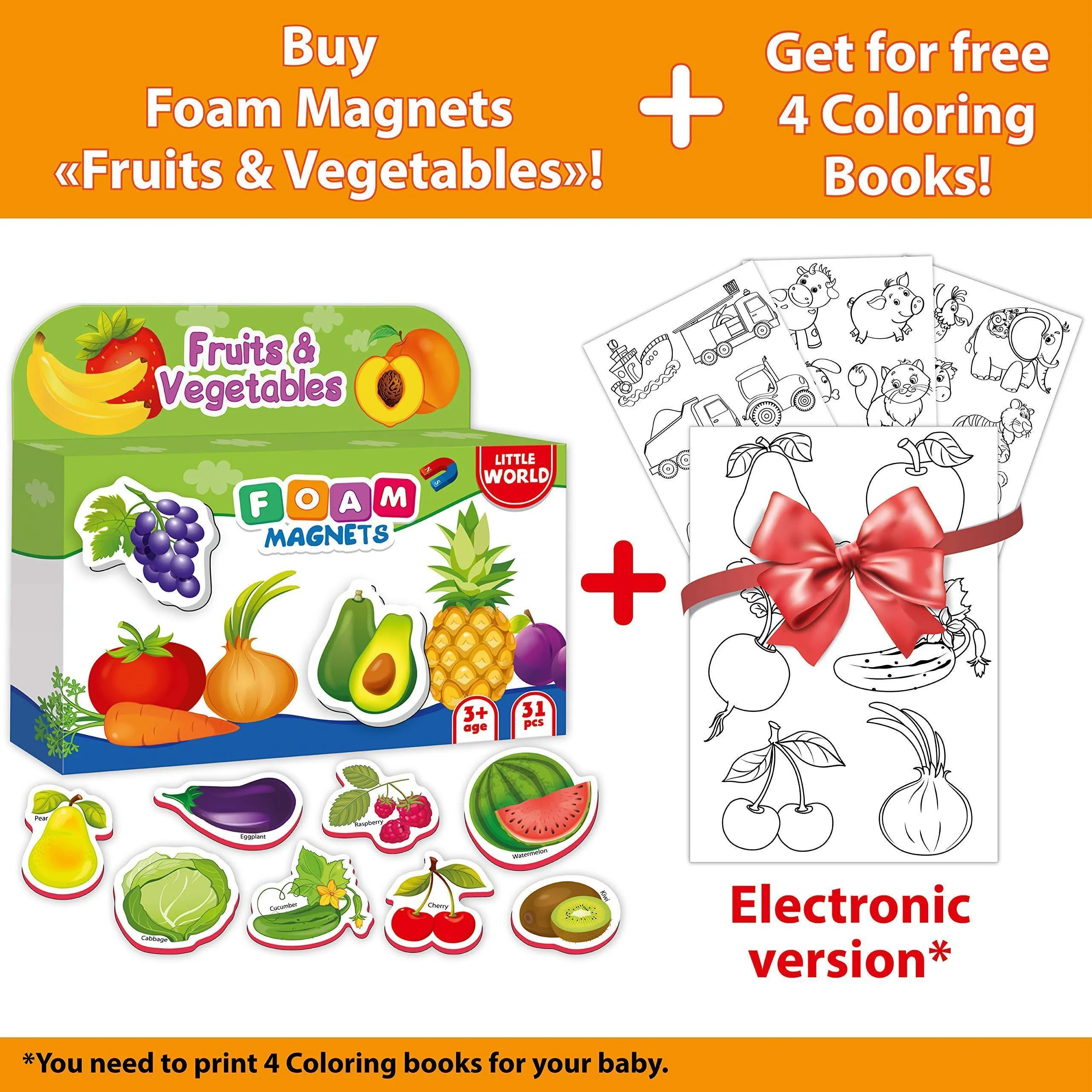 31 Foam Fridge Magnets for Toddlers 13 years Fruits and Veggies Magnets