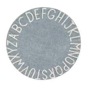 ABC Round Washable Rug -  Vintage Blue/Natural