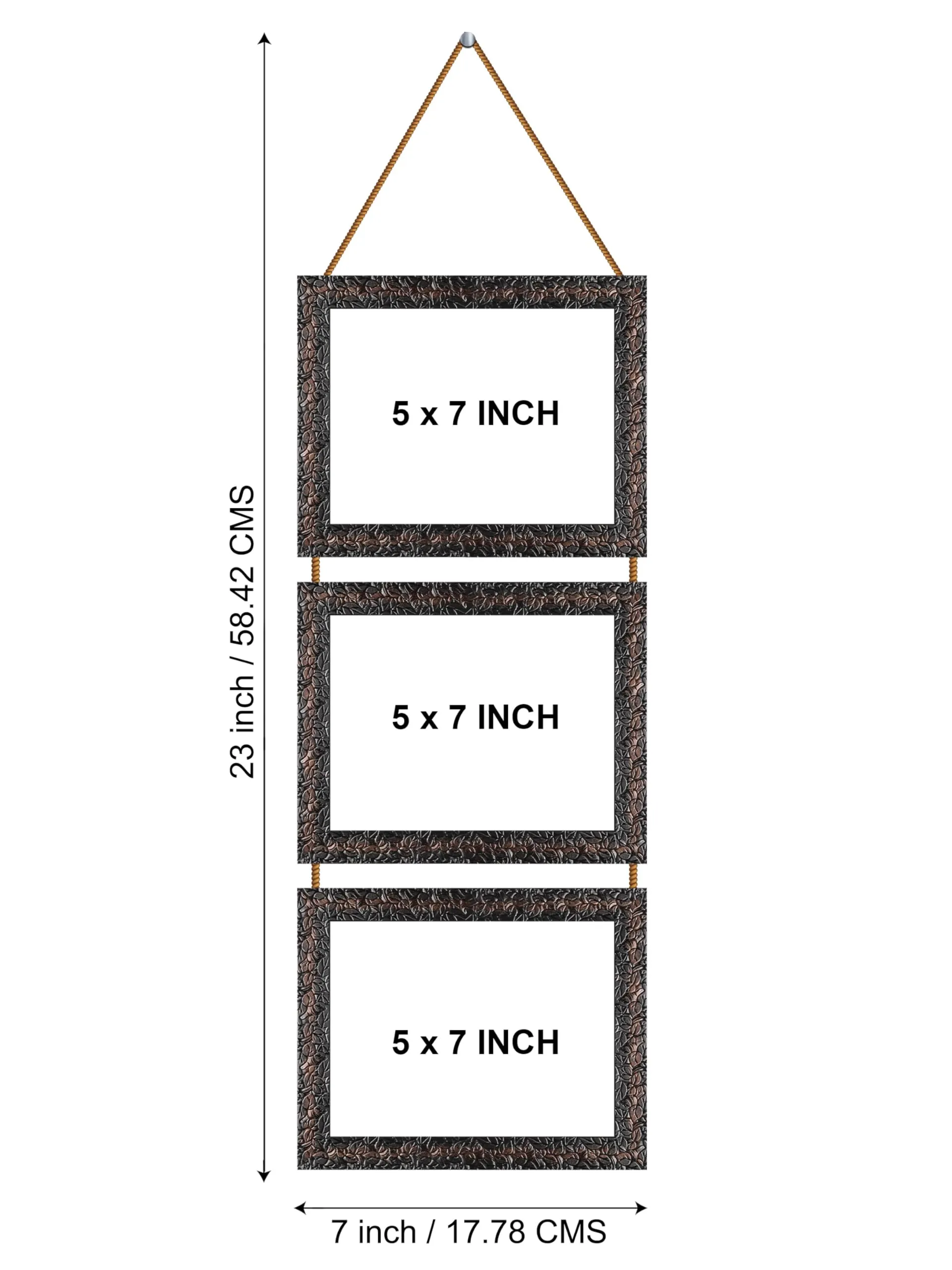 Amazon Brand - Umi 3 in 1 Hanging Photo Frame with Plexiglass - Three slots for 3 Photos of 5 x 7 each (Black Frame)