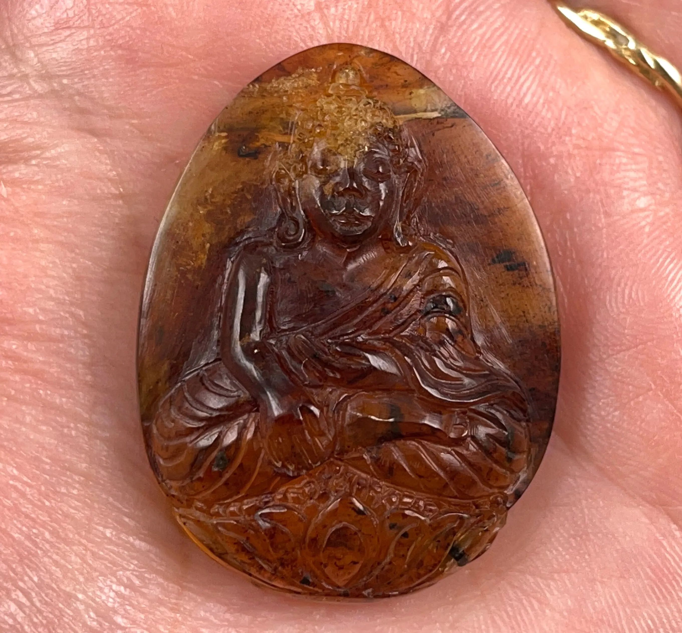 AMBER Crystal Buddha - Crystal Carving, Housewarming Gift, Home Decor, Healing Crystals and Stones, 52669