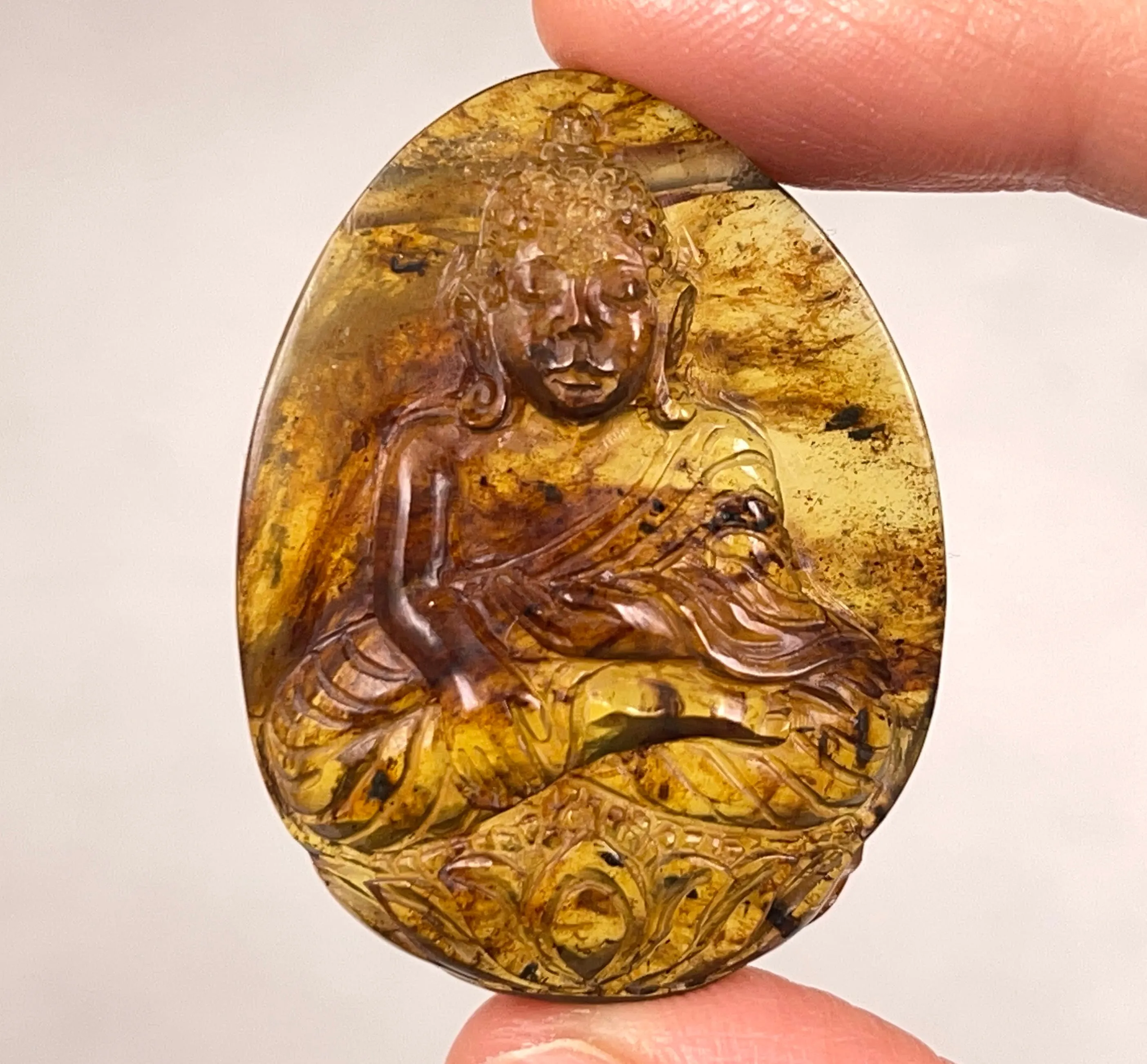 AMBER Crystal Buddha - Crystal Carving, Housewarming Gift, Home Decor, Healing Crystals and Stones, 52669