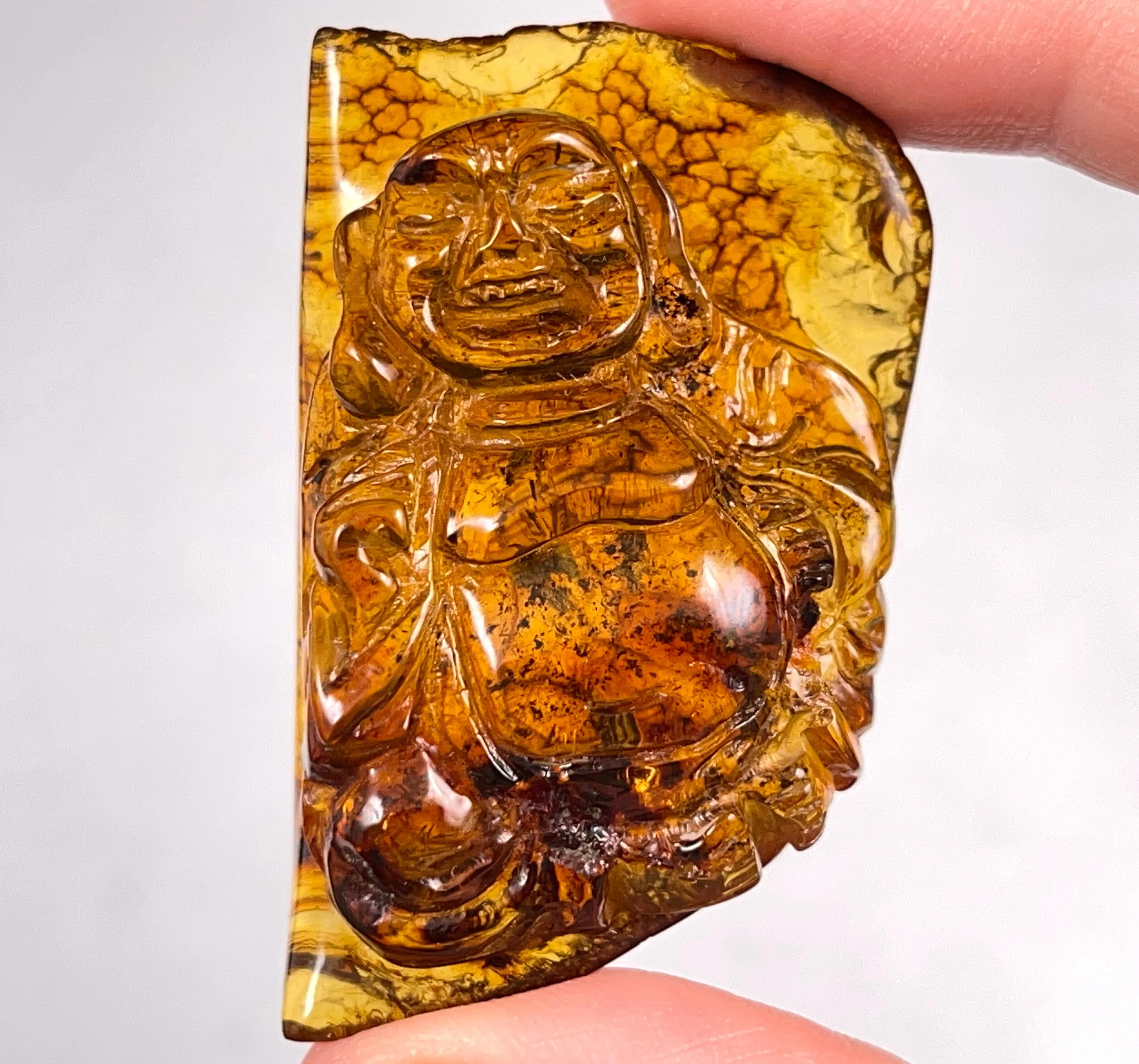 AMBER Crystal Buddha - Crystal Carving, Housewarming Gift, Home Decor, Healing Crystals and Stones, 52672