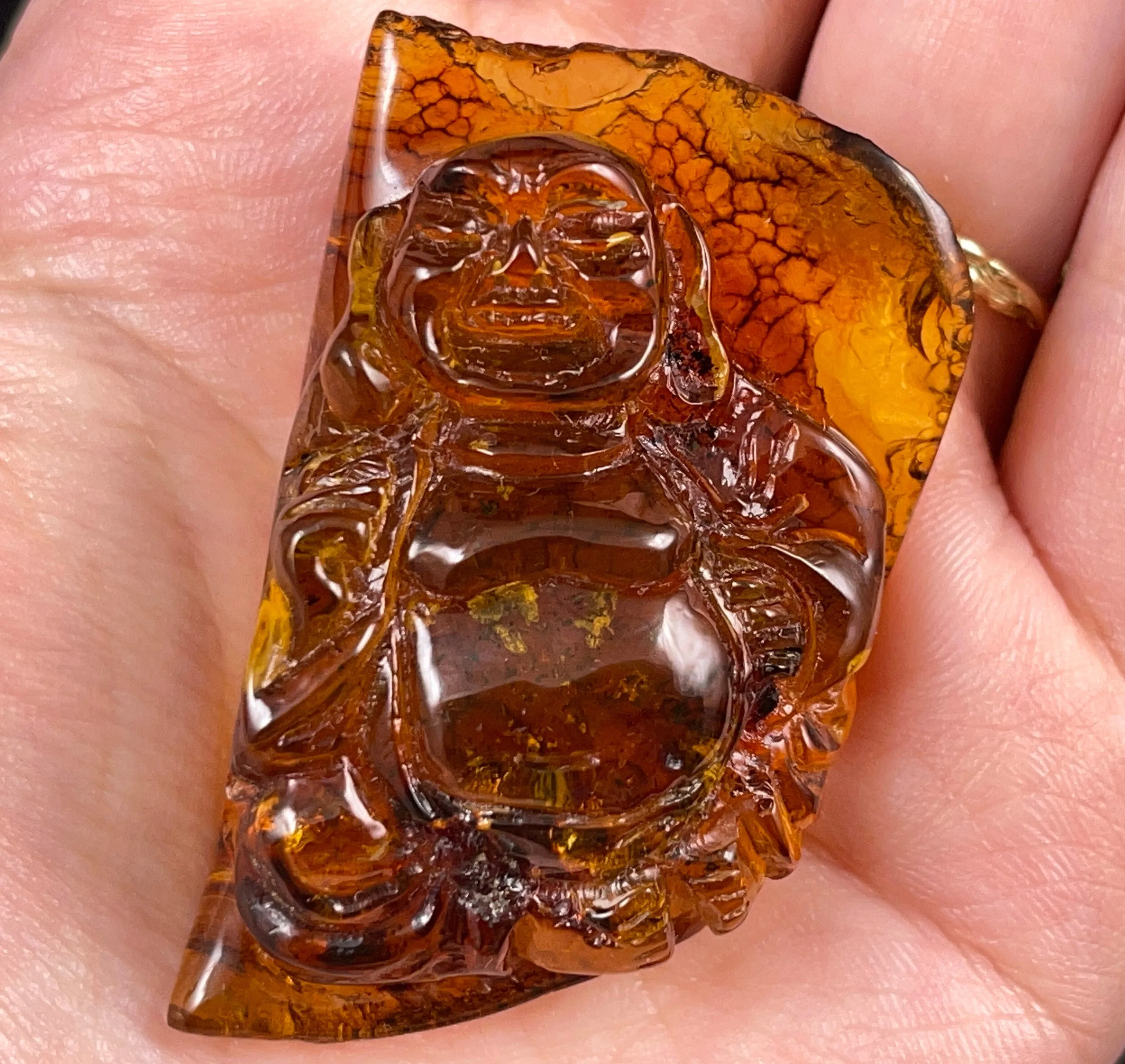 AMBER Crystal Buddha - Crystal Carving, Housewarming Gift, Home Decor, Healing Crystals and Stones, 52672