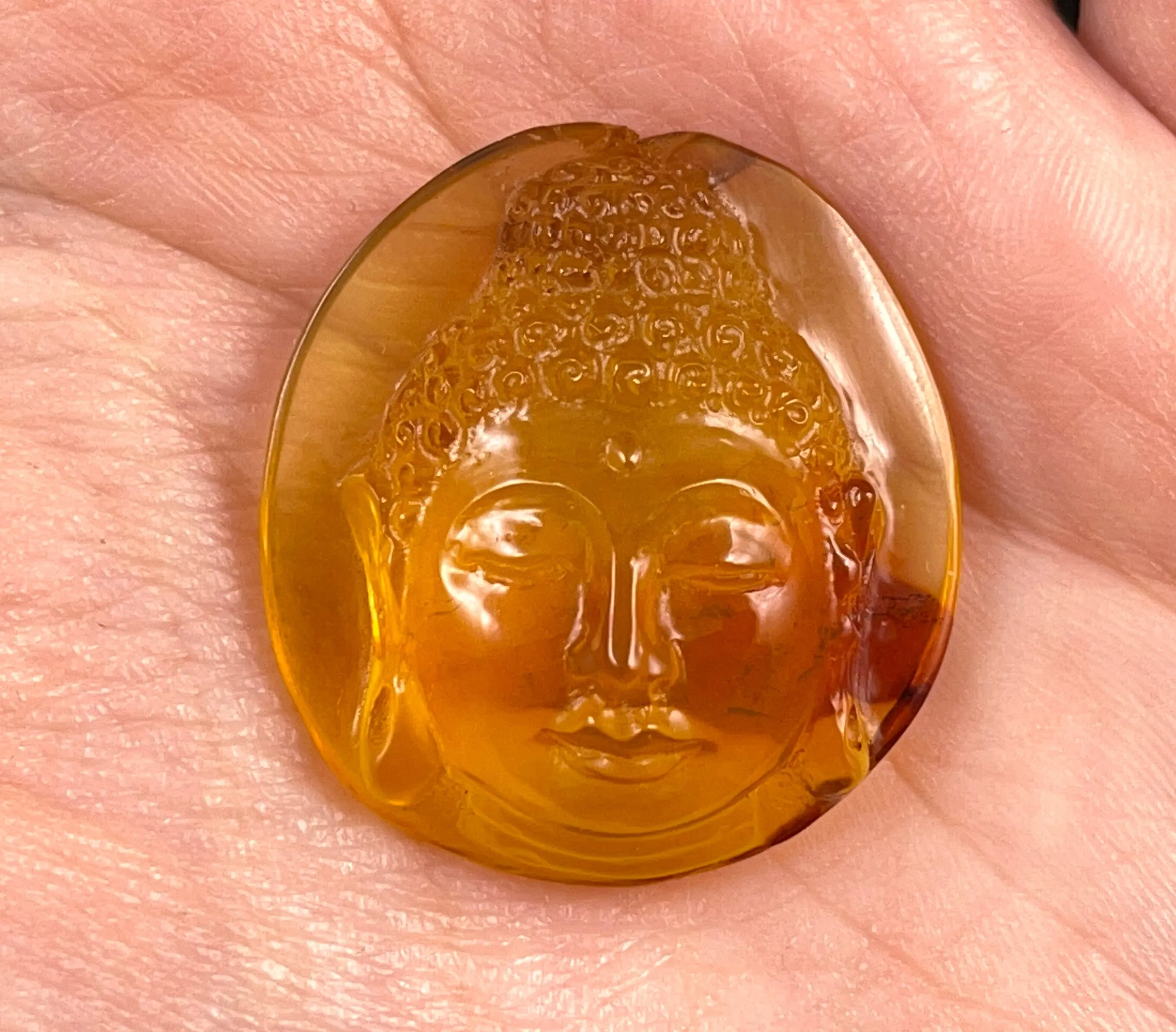 AMBER Crystal Buddha - Crystal Carving, Housewarming Gift, Home Decor, Healing Crystals and Stones, 52699