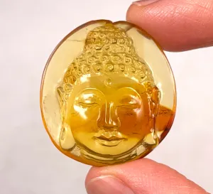 AMBER Crystal Buddha - Crystal Carving, Housewarming Gift, Home Decor, Healing Crystals and Stones, 52699