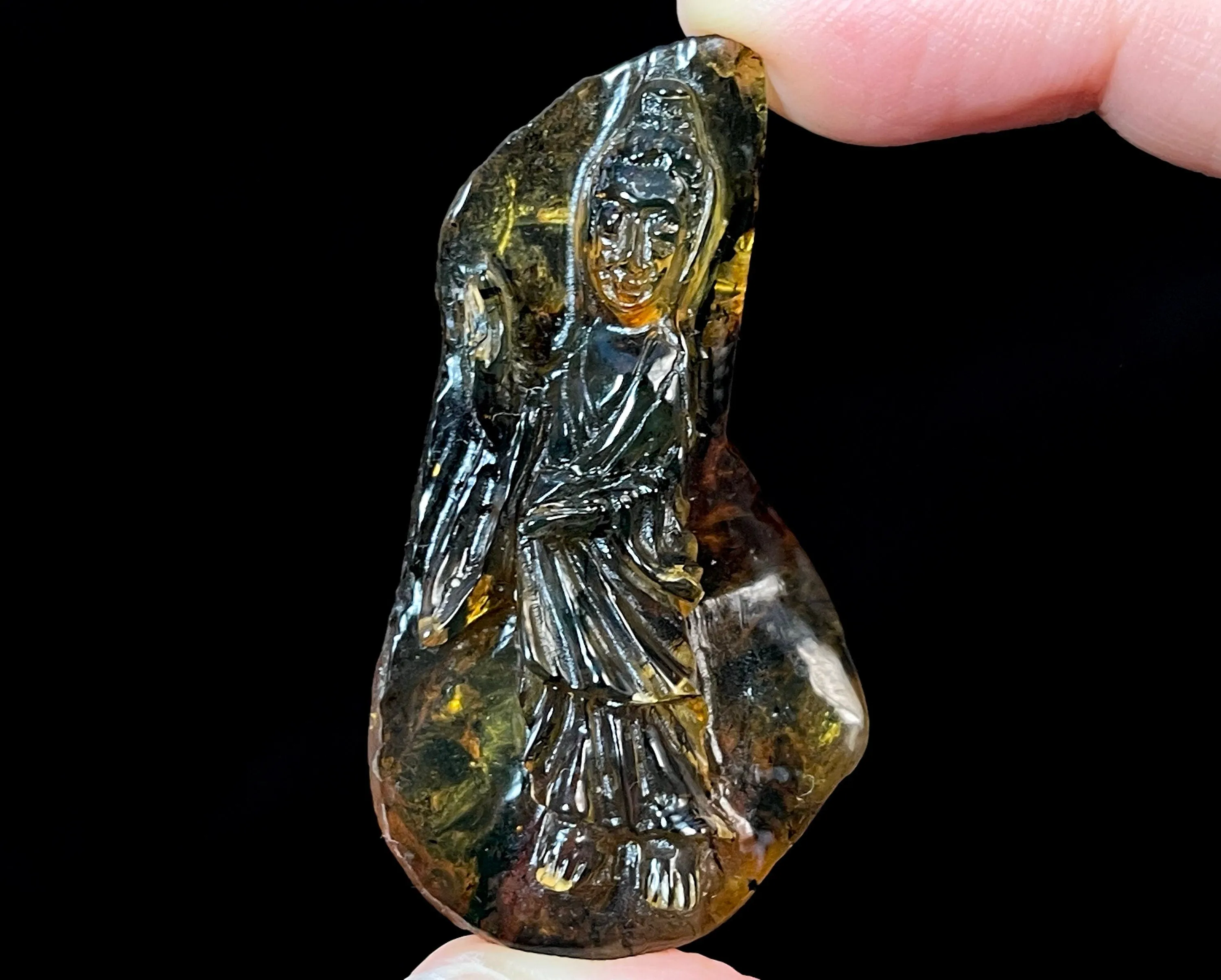 AMBER Crystal Buddha - Crystal Carving, Housewarming Gift, Home Decor, Healing Crystals and Stones, L2281