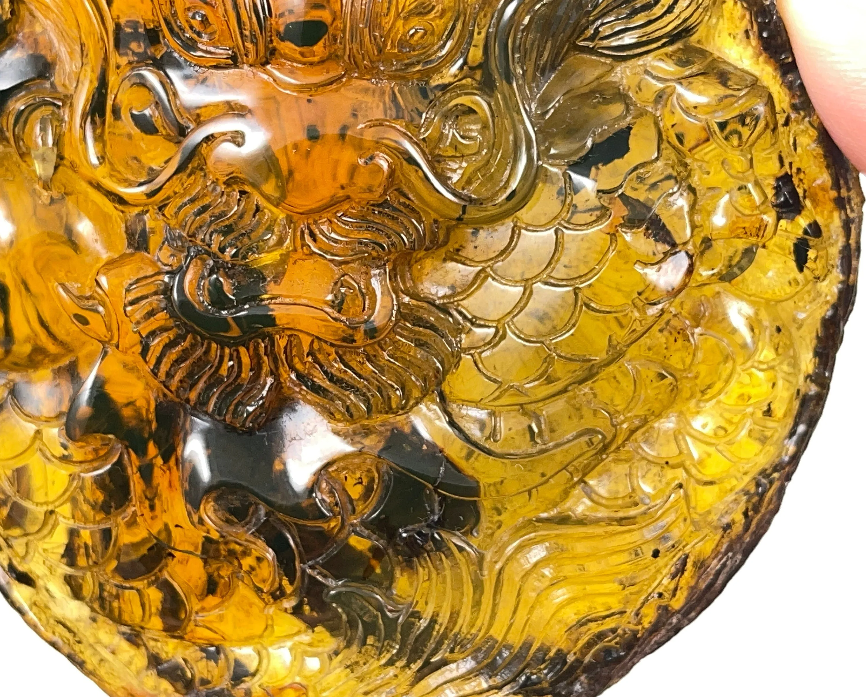 AMBER Crystal Dragon - UV Reactive - Crystal Carving, Housewarming Gift, Home Decor, Healing Crystals and Stones, 52662