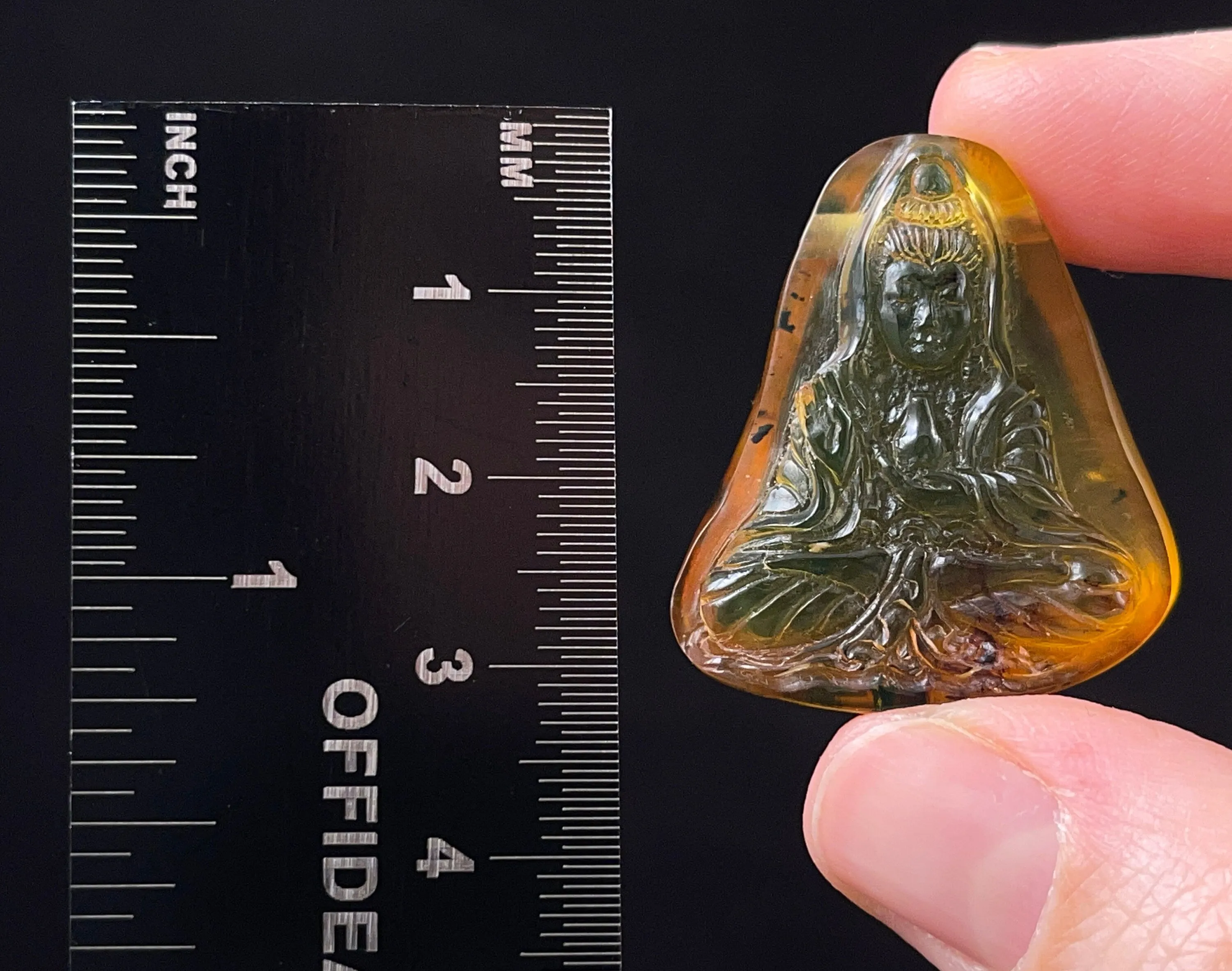 AMBER Crystal Kuan Yin - Crystal Carving, Housewarming Gift, Home Decor, Healing Crystals and Stones, 52684