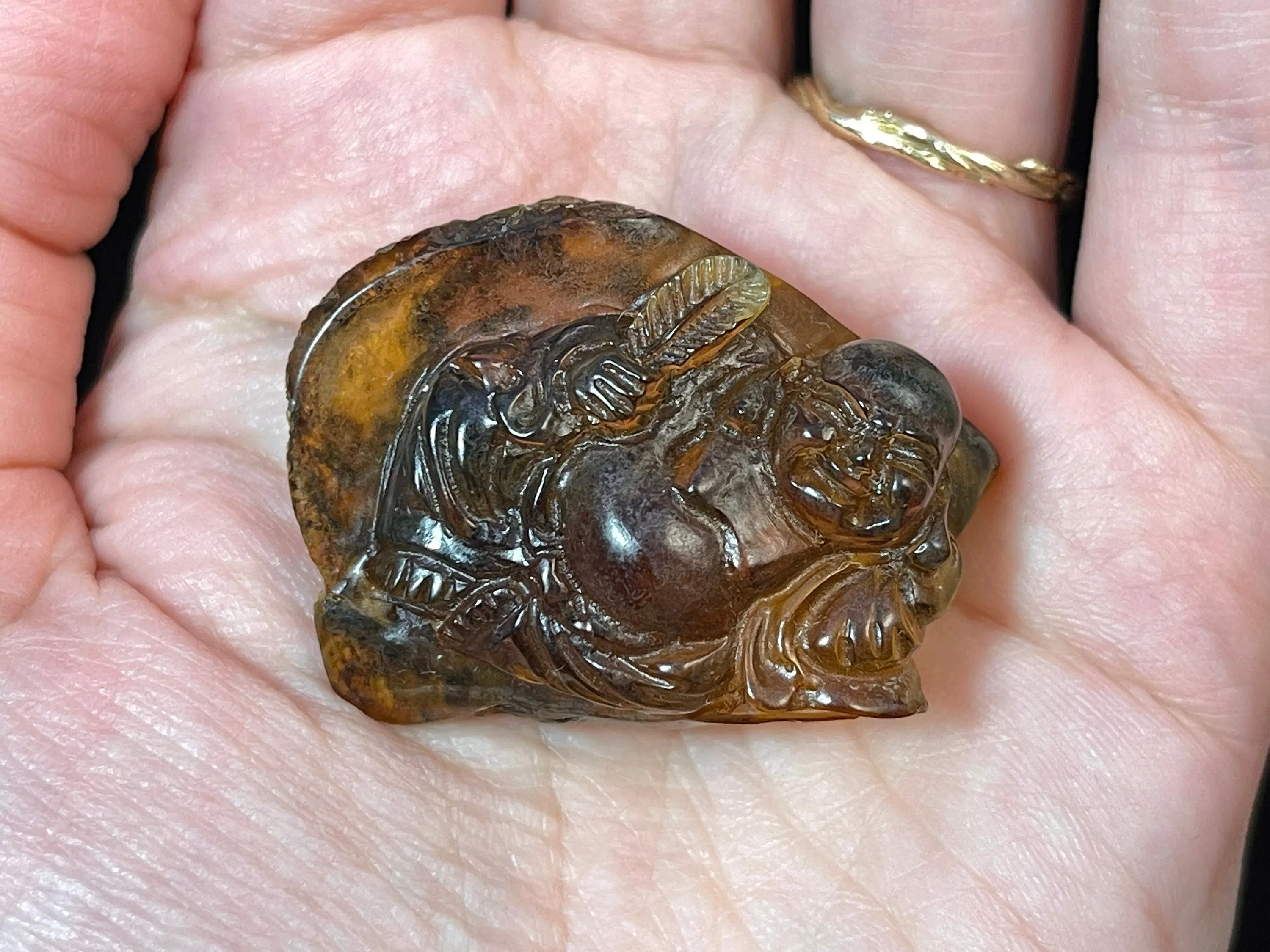 AMBER Crystal Lounging Buddha - Crystal Carving, Housewarming Gift, Home Decor, Healing Crystals and Stones, L2261