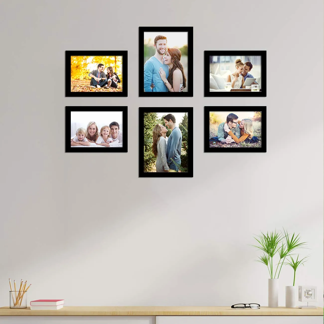 Art Street Photo Frame For Wall Set Of 6 Black Picture Frame For Home Decoration Size -6X8,5X7 Inches Ecoseries (Aspwteco23273),Medium Density Fibreboard;Synthetic Wood;Plexiglass, Rectangular