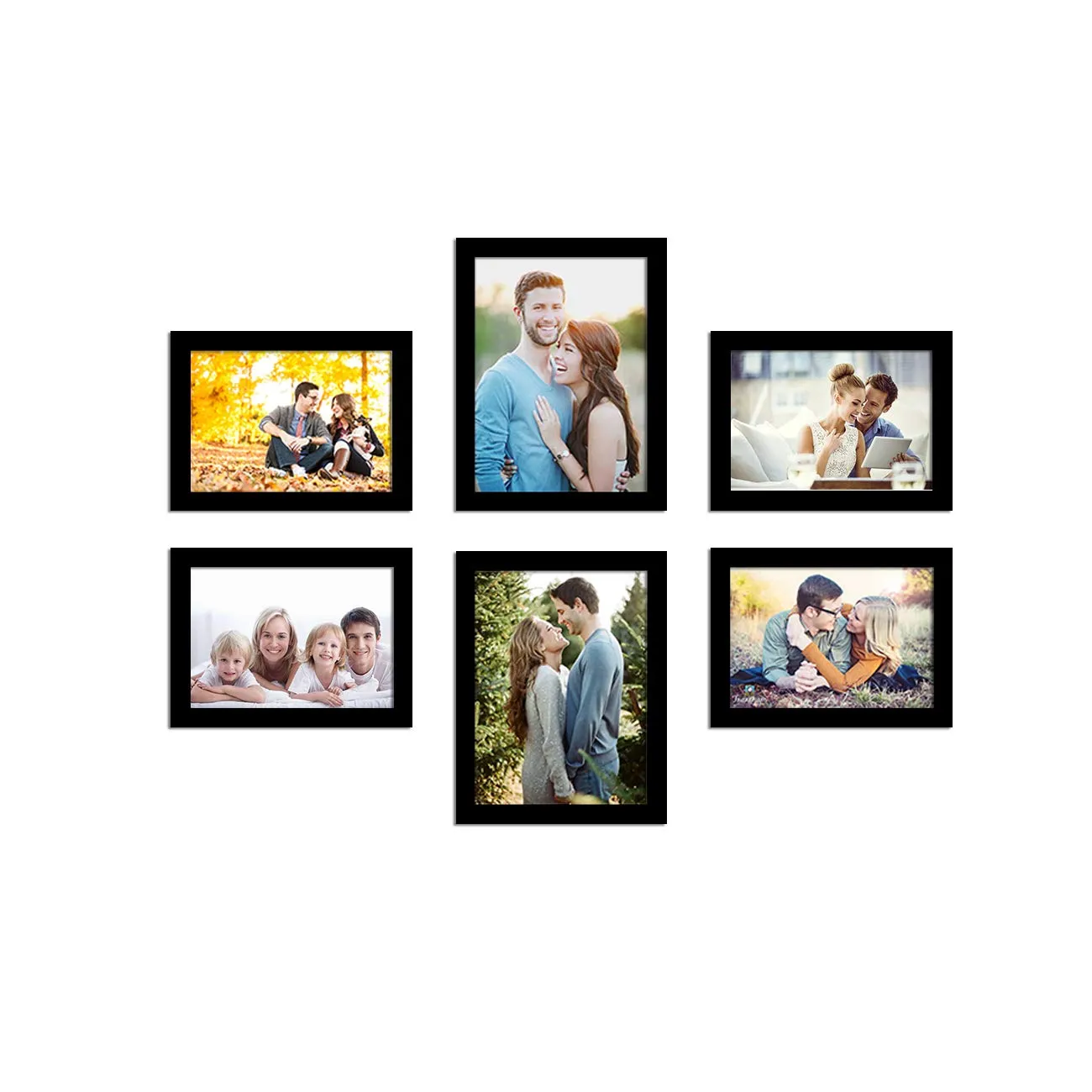 Art Street Photo Frame For Wall Set Of 6 Black Picture Frame For Home Decoration Size -6X8,5X7 Inches Ecoseries (Aspwteco23273),Medium Density Fibreboard;Synthetic Wood;Plexiglass, Rectangular