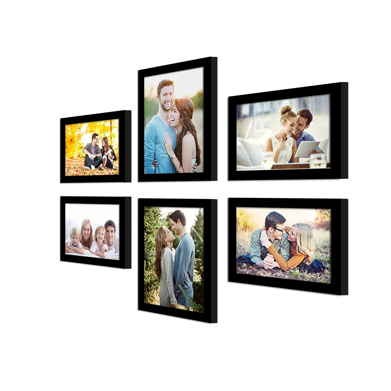 Art Street Photo Frame For Wall Set Of 6 Black Picture Frame For Home Decoration Size -6X8,5X7 Inches Ecoseries (Aspwteco23273),Medium Density Fibreboard;Synthetic Wood;Plexiglass, Rectangular