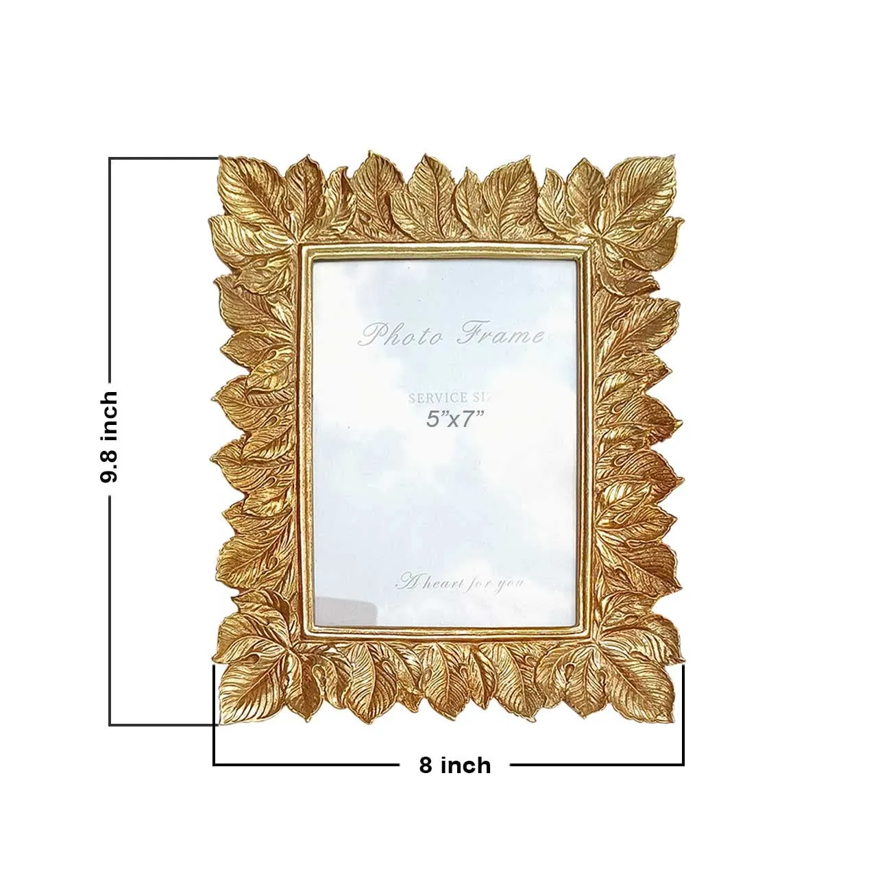 Art Street Table Photo Frame Gold Leaf Design Photoframe Tabletop Picture Frame for Table, Desk, Birthday, Wedding, Return Gift (5 x 7 Inch)