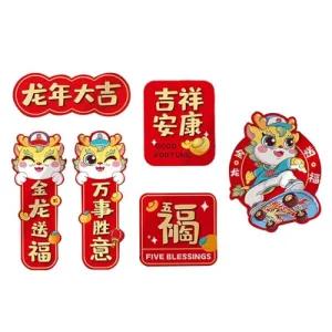 ATORSE® 6 Pieces Chinese New Year Refrigerator Magnets 3D for Spring Festival Office Style A