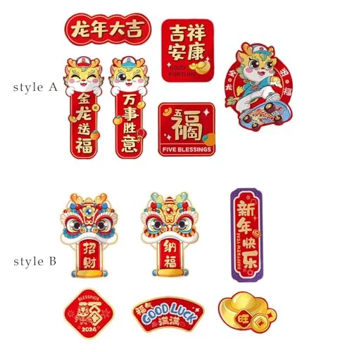 ATORSE® 6 Pieces Chinese New Year Refrigerator Magnets 3D for Spring Festival Office Style A