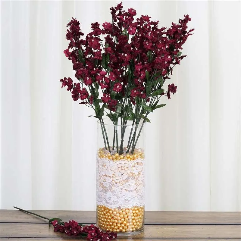 Baby Breath Bush Artificial Silk Flowers - Burgundy