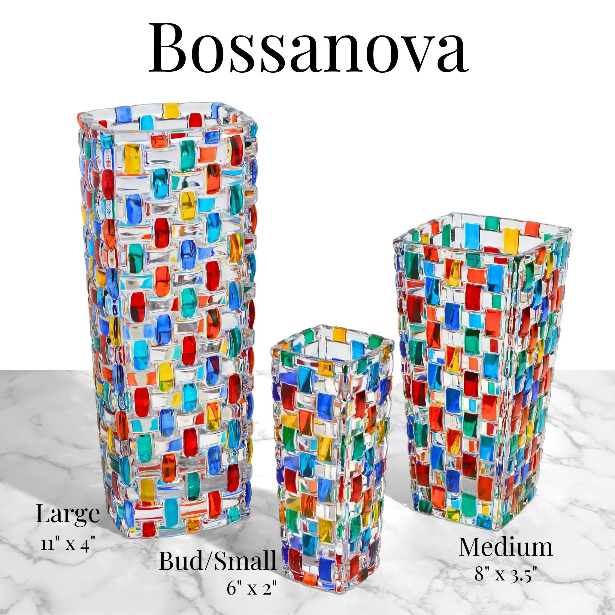 Bossanova Bud Vase, Hand Painted Italian Crystal, Made in Italy