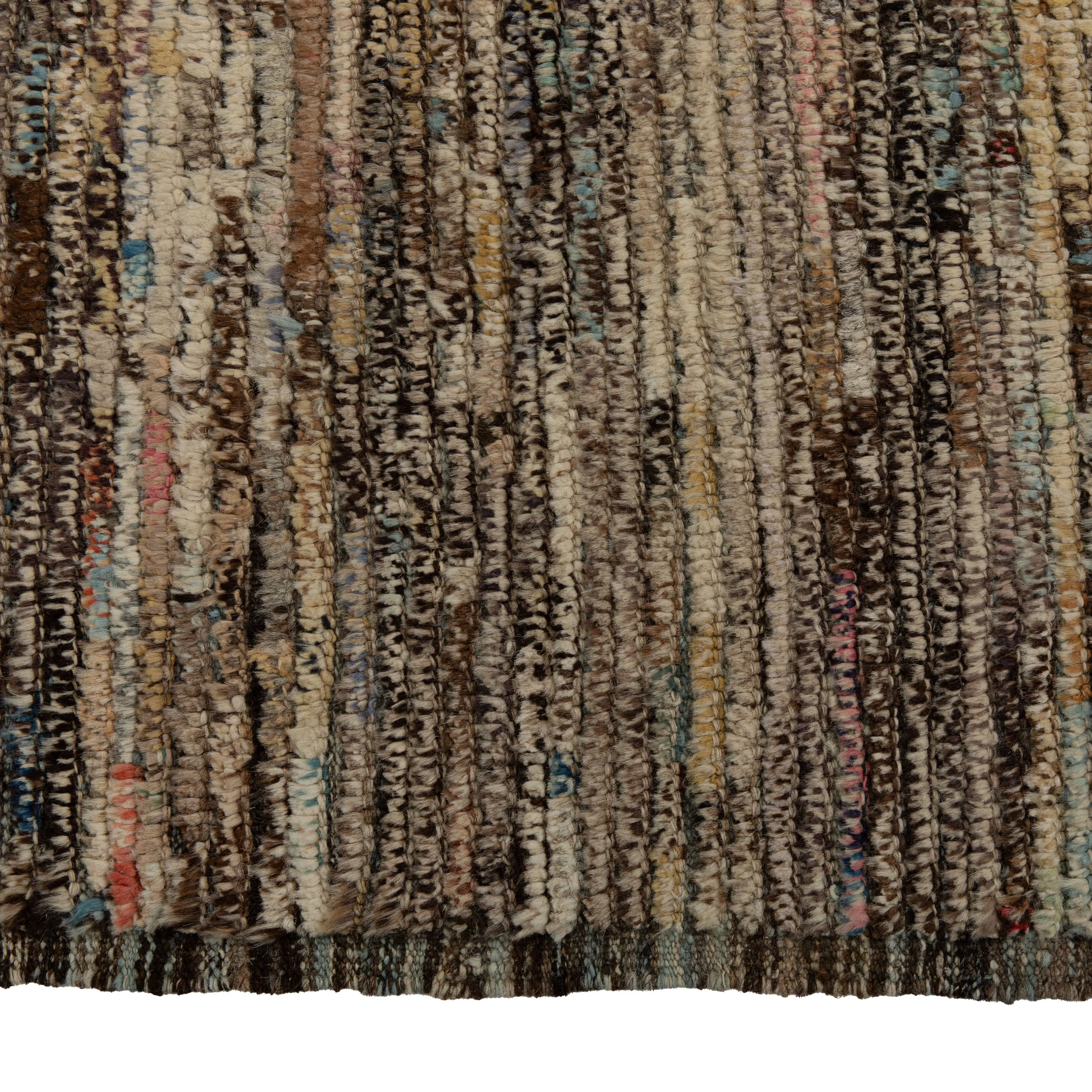 Brown Zameen Transitional Wool Runner - 3'10" x 7'3"