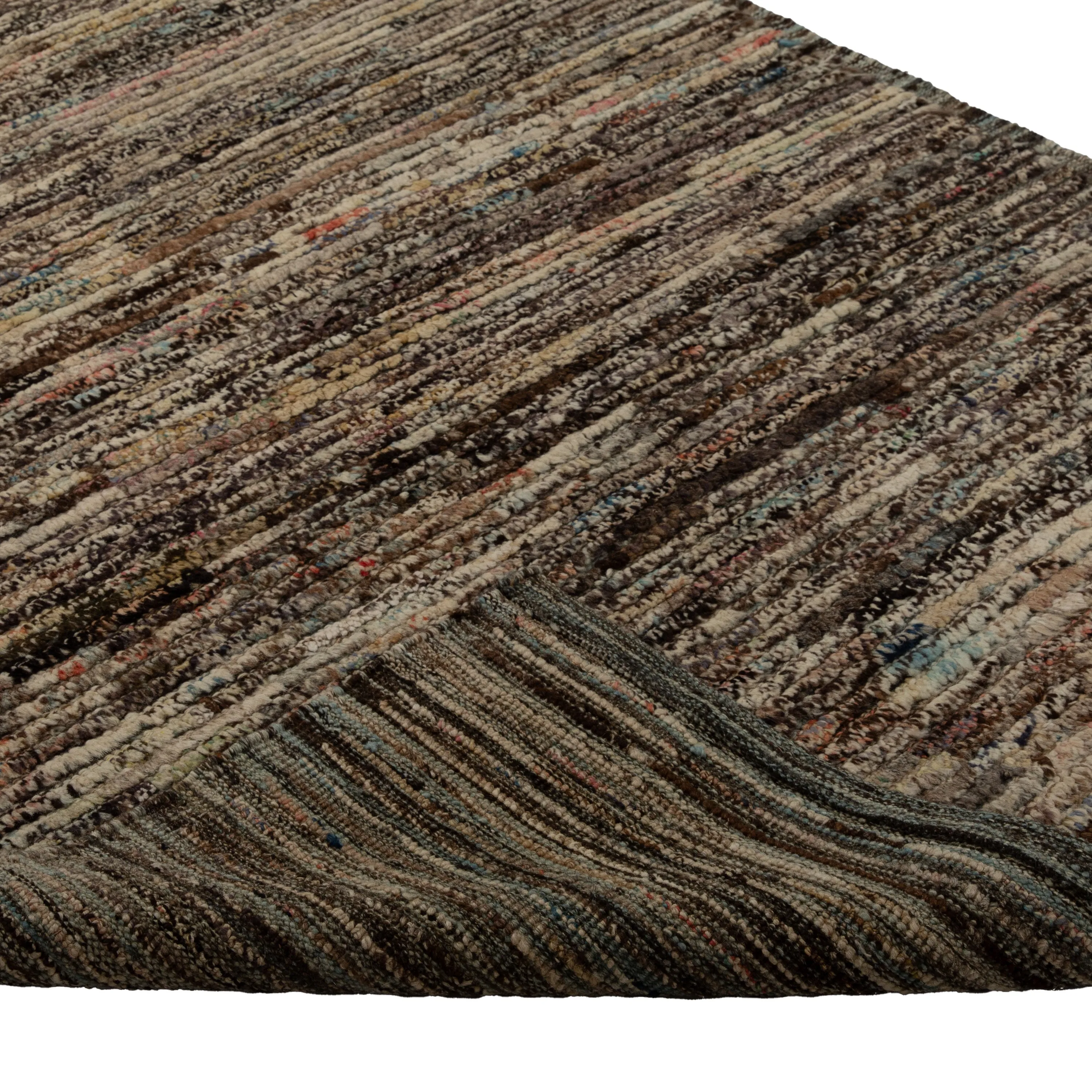 Brown Zameen Transitional Wool Runner - 3'10" x 7'3"