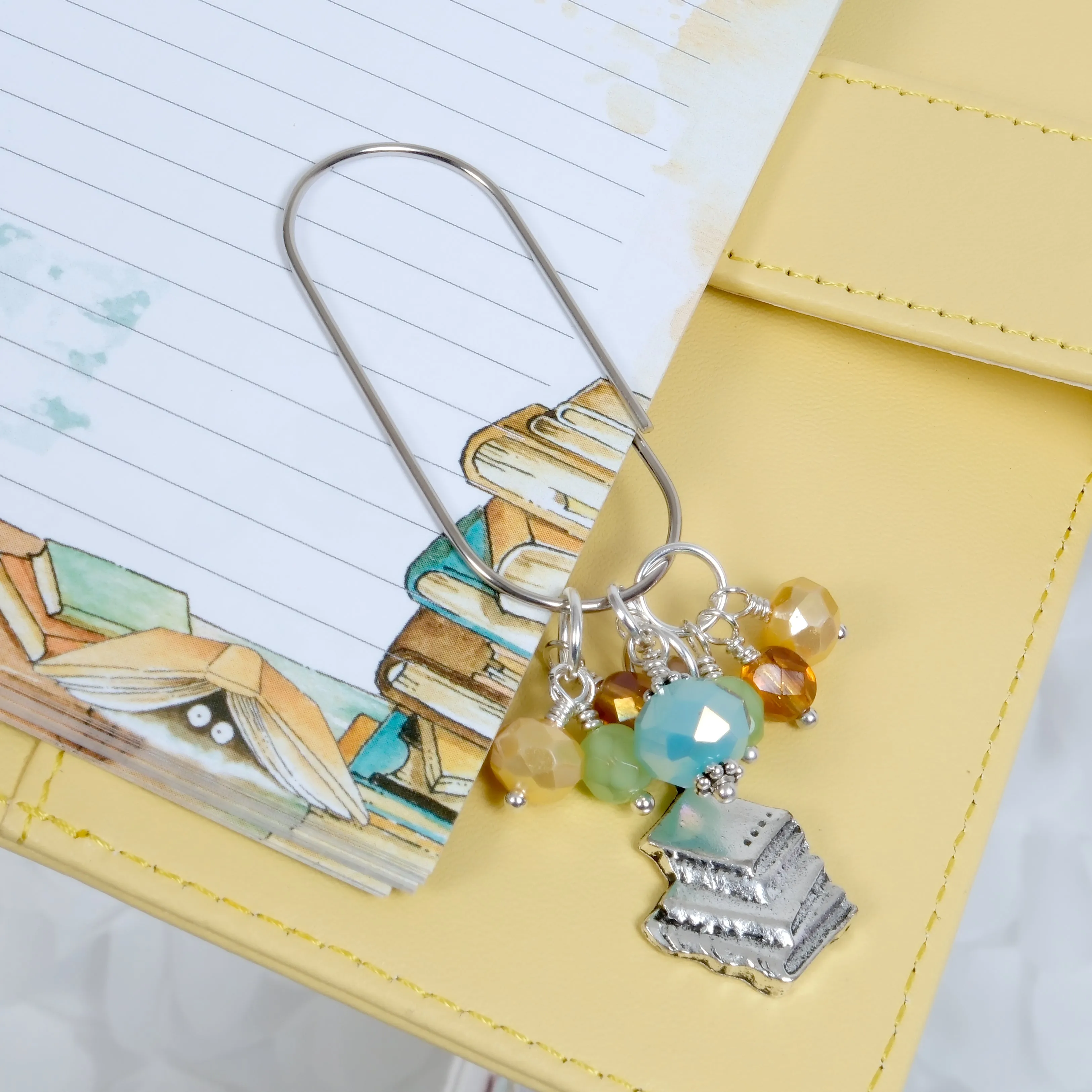 Chapters Planner Clip or Charm with Book Stack Charm