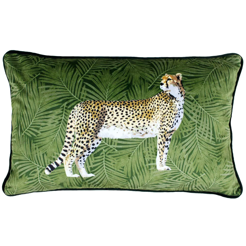 Cheetah Forest Velvet Cushion Green