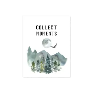 Collect Moments Mountain Scene with Moon and Eagle