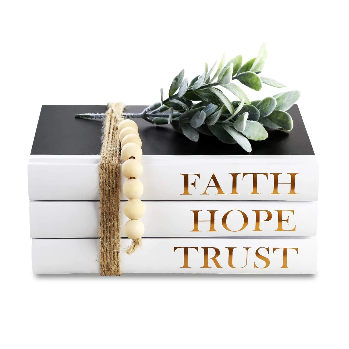 Decorative Hardcover Quote Books,Black and White Decoration Books, Farmhouse Stacked Books,Hope | Faith | Trust (Set of 3) Stacked Books for Decorating Coffee Tables and Bookshelf