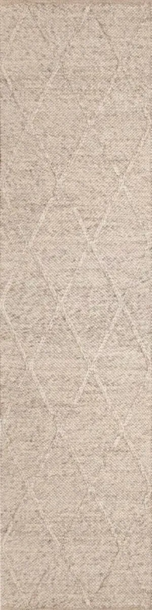 Dianna 320 x 80 cm Wool Hallway Rug - Light Grey