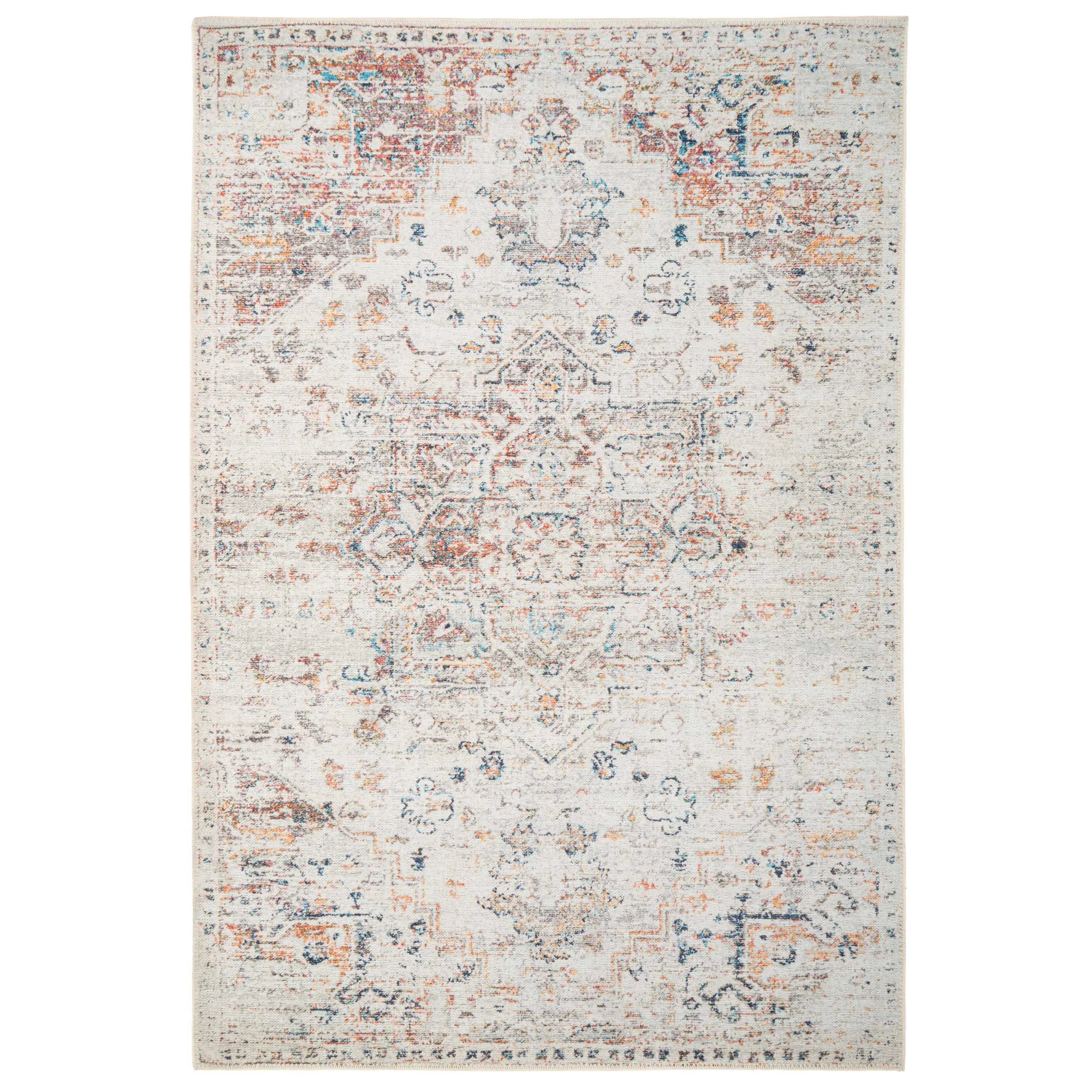 Distressed Multicolour Washable Area Rug - Cecilia