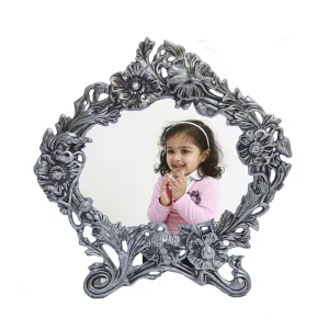 eCraftIndia Antique White Metal Photo Frame (9.5 x 0.5 x 10 inches)