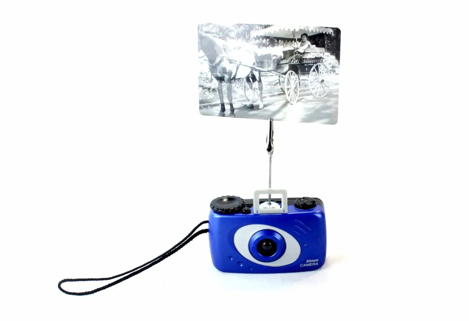 Funky Vintage Camera Photo Holder - Blue 35mm Camera - Wedding Name Card Holder, Photo Stand for Instax Film