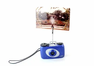 Funky Vintage Camera Photo Holder - Blue 35mm Camera - Wedding Name Card Holder, Photo Stand for Instax Film