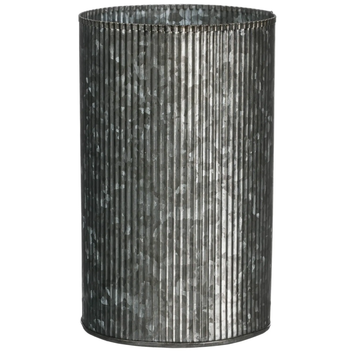 Galvanized Ribbed Vase