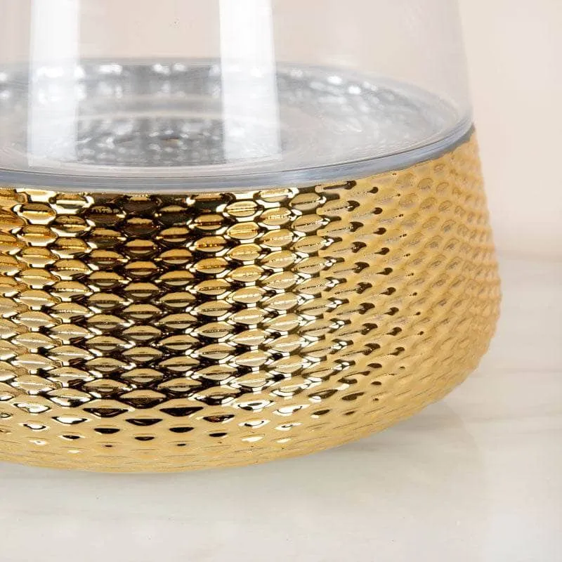 Gold & Clear Glass Candle Holder - 26cm