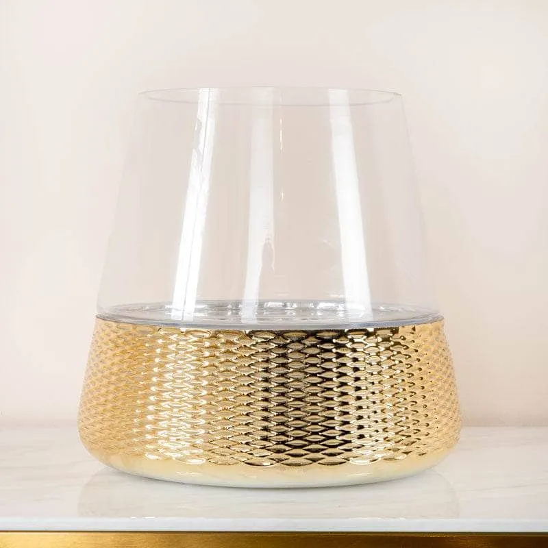 Gold & Clear Glass Candle Holder - 26cm