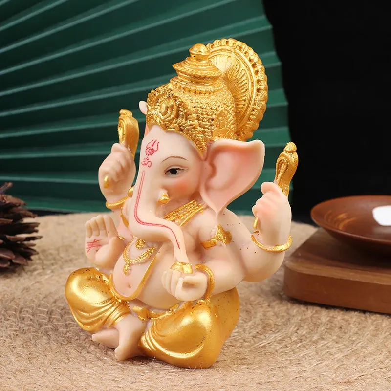 Gold Lord Ganesha Statue Elephant Sculptures Ganesh Figurines