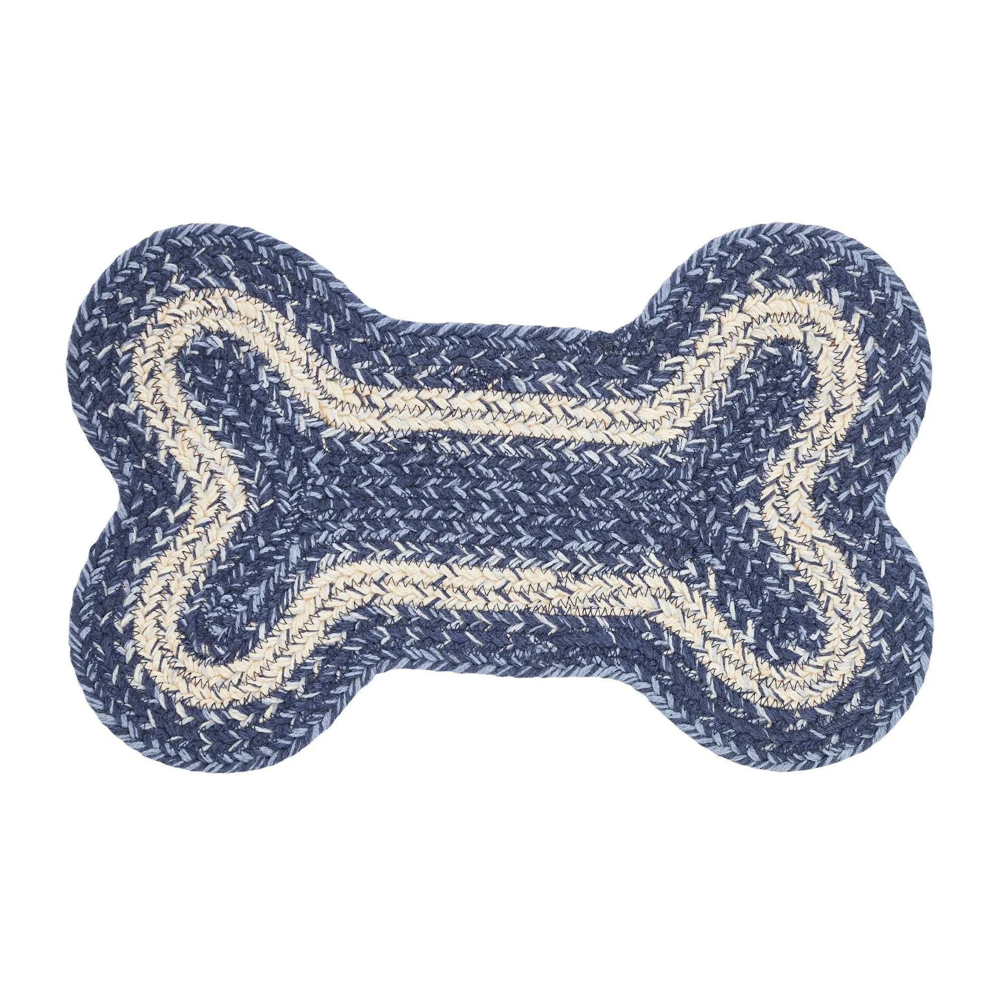 Great Falls Blue Small Bone Braided Rug 11.5x17.5"