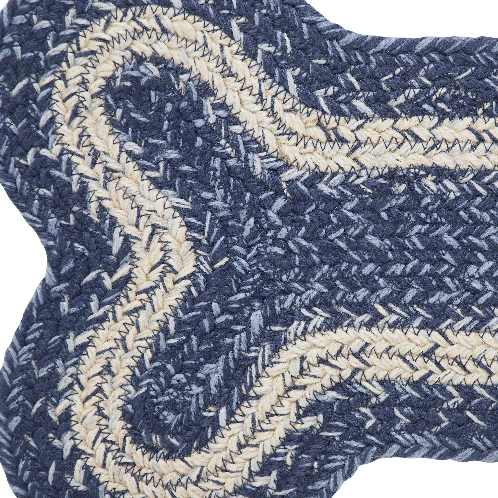 Great Falls Blue Small Bone Braided Rug 11.5x17.5"