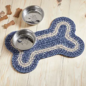 Great Falls Blue Small Bone Braided Rug 11.5x17.5"