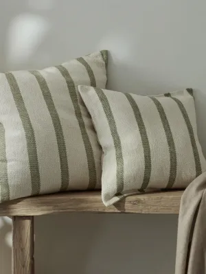 Green & Cream Stripe Cushion Cover