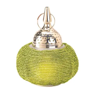 Green Beaded Candle Lantern