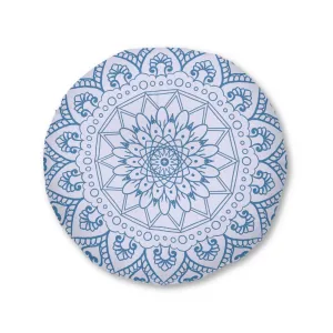 Handcrafted Mandala Art Floor Cushion - Steel Blue on Levander