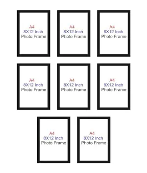 HK PRINTS Photo Frame for Home Office School Decoration Set of 8 A4 Frames Combo for Wall Hanging (8x12 Inch, Synthetic Wood, Plexiglass) F-8