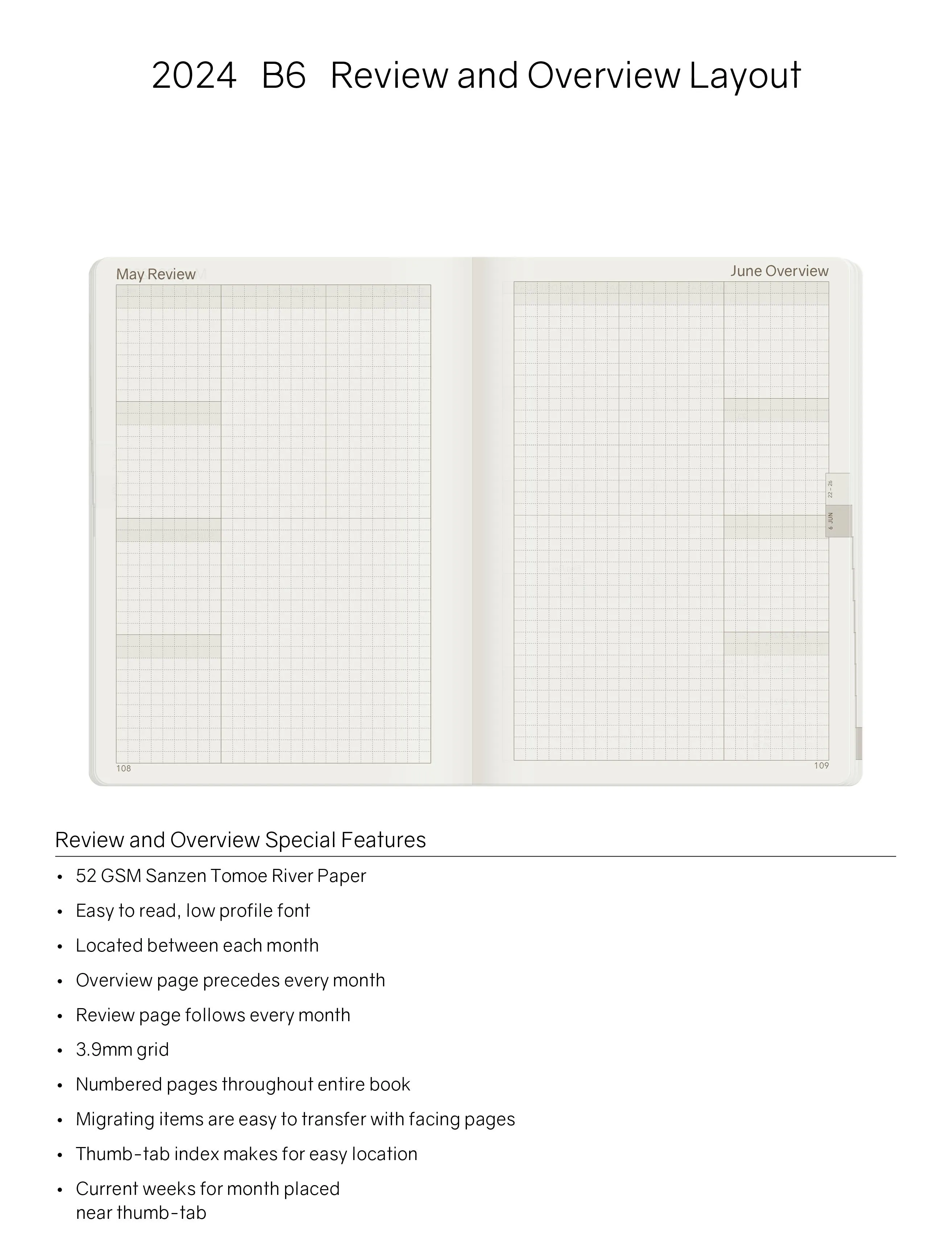 IMPERFECT | 2024 B6 Weekly Planner - 52gsm Tomoe River Paper (Stacked Weekends)