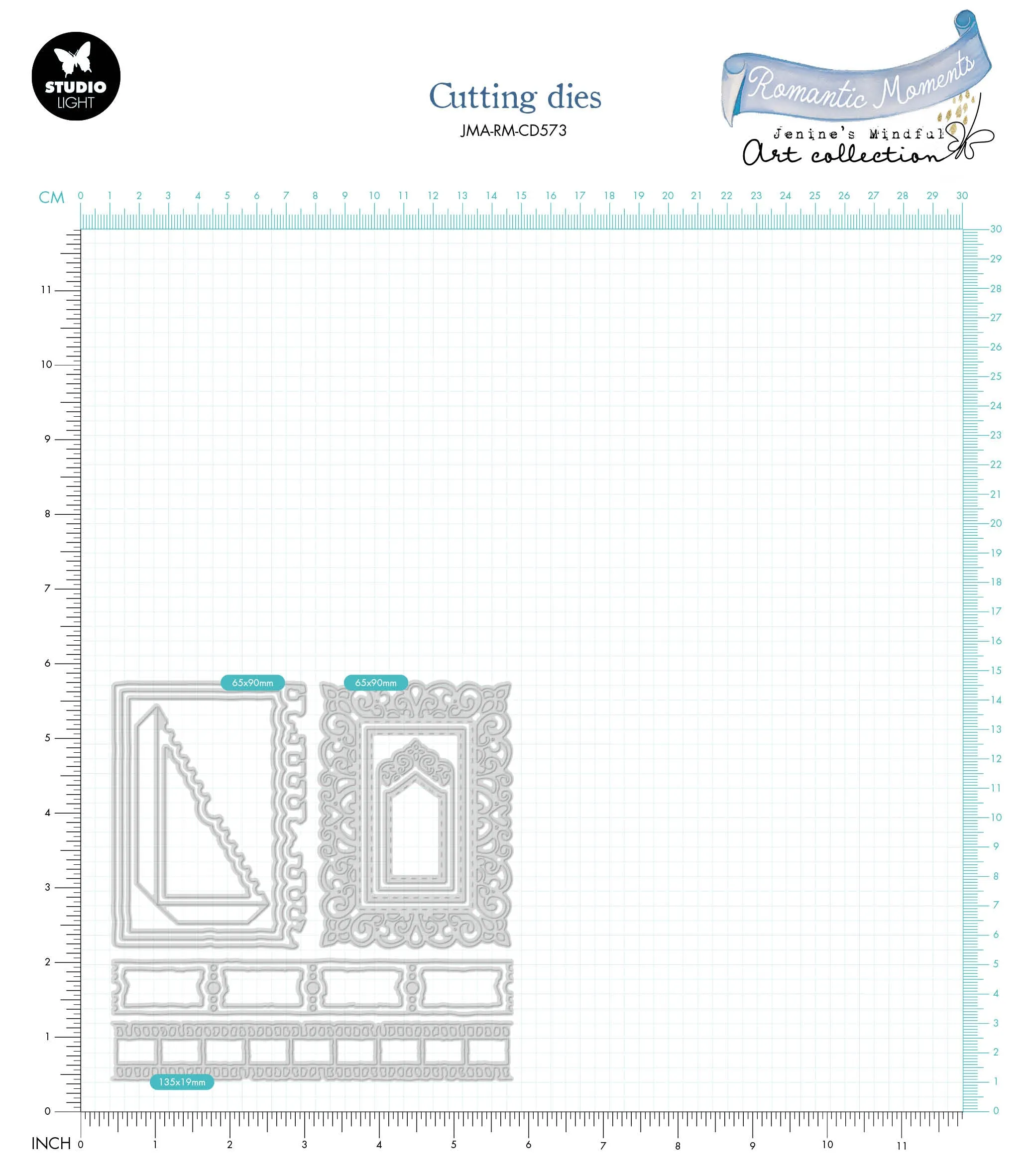 JMA Cutting Die Artist Trading Cards & Strips Romantic Moments 135x135x1mm 15 PC nr.573