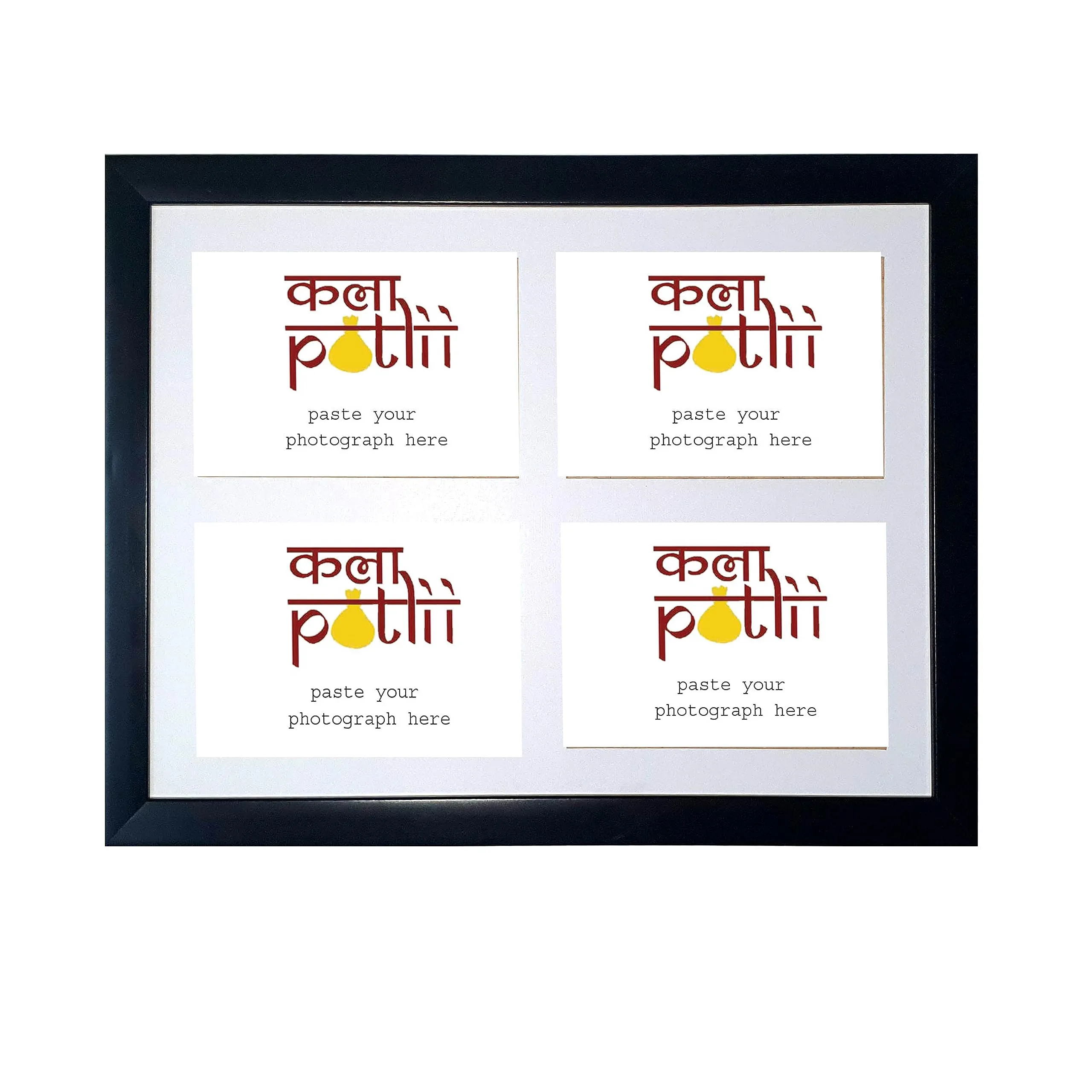 KALA POTLII Wall Hanging Photo Frames for Home & Office Decore | Four in One Single Frame for Living Room & Bed Room Collage Decoration (12 x16 inch, Black)