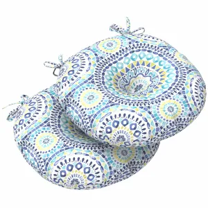 LVTXIII Outdoor Round Bistro Seat Cushions 15"x15"x4" Delancey Lagoon （Set of 2）