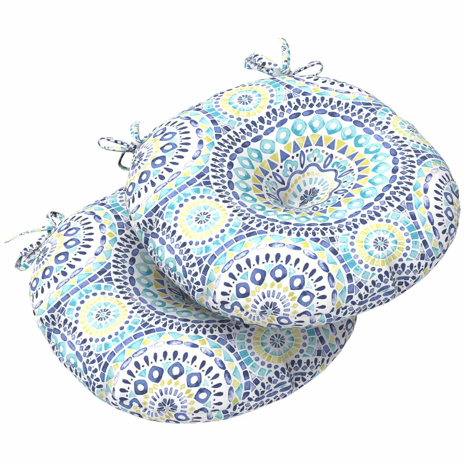 LVTXIII Outdoor Round Bistro Seat Cushions 15"x15"x4" Delancey Lagoon （Set of 2）